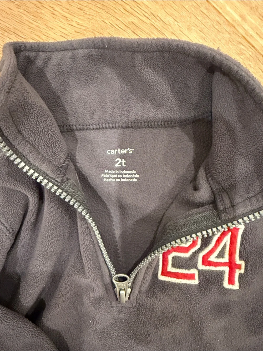 Carter's Dark Gray Fleece Pullover with Red '24' Patch